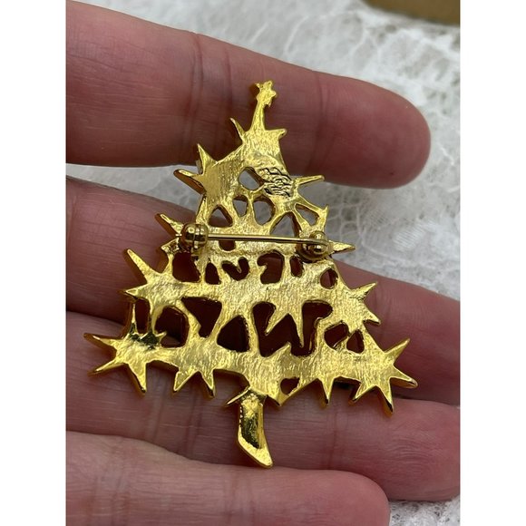 Vintage Gold Tone Tree Star Brooch - Picture 4 of 8